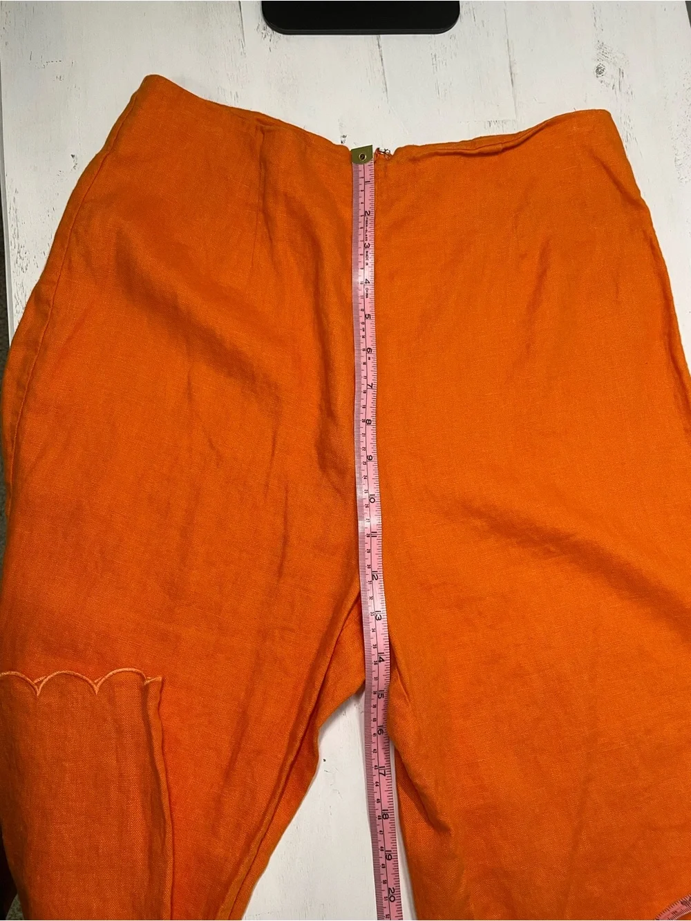 Reformation Orange Linen Scalloped Hem Ankle Pants Size 8